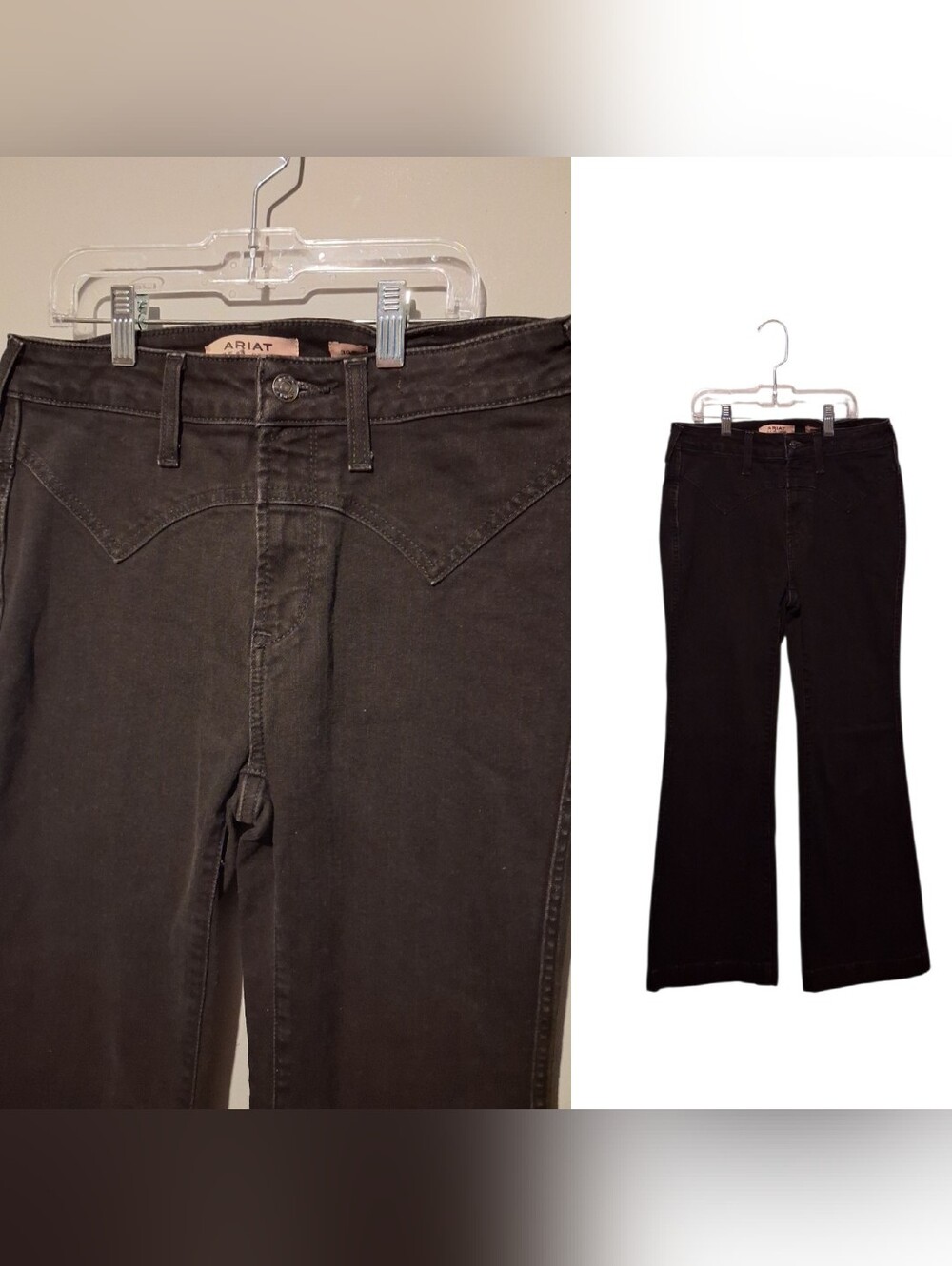 Ariat Jeans 30S Black High Rise Slim Trouser Western Cowgirl Rodeo Wide Leg Boho